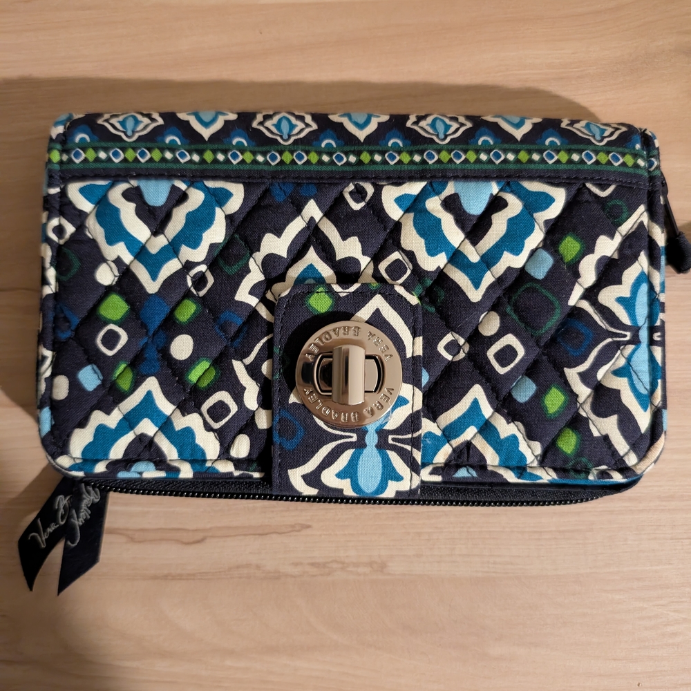 Vera Bradley Quilted Wallet with Blue and Green Accents
